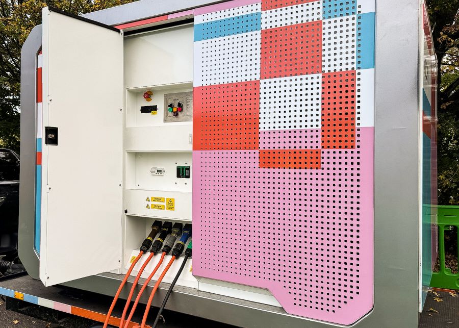 A close-up shot of the battery generator SSEN has been testing on its network