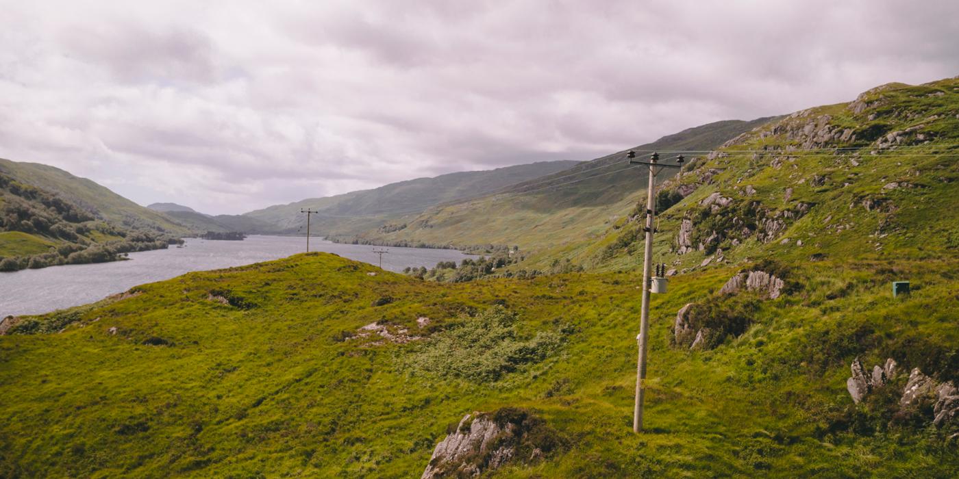 SSEN low-voltage power line in a rural environment