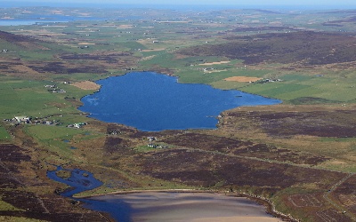 An aerial view of Orkney from above