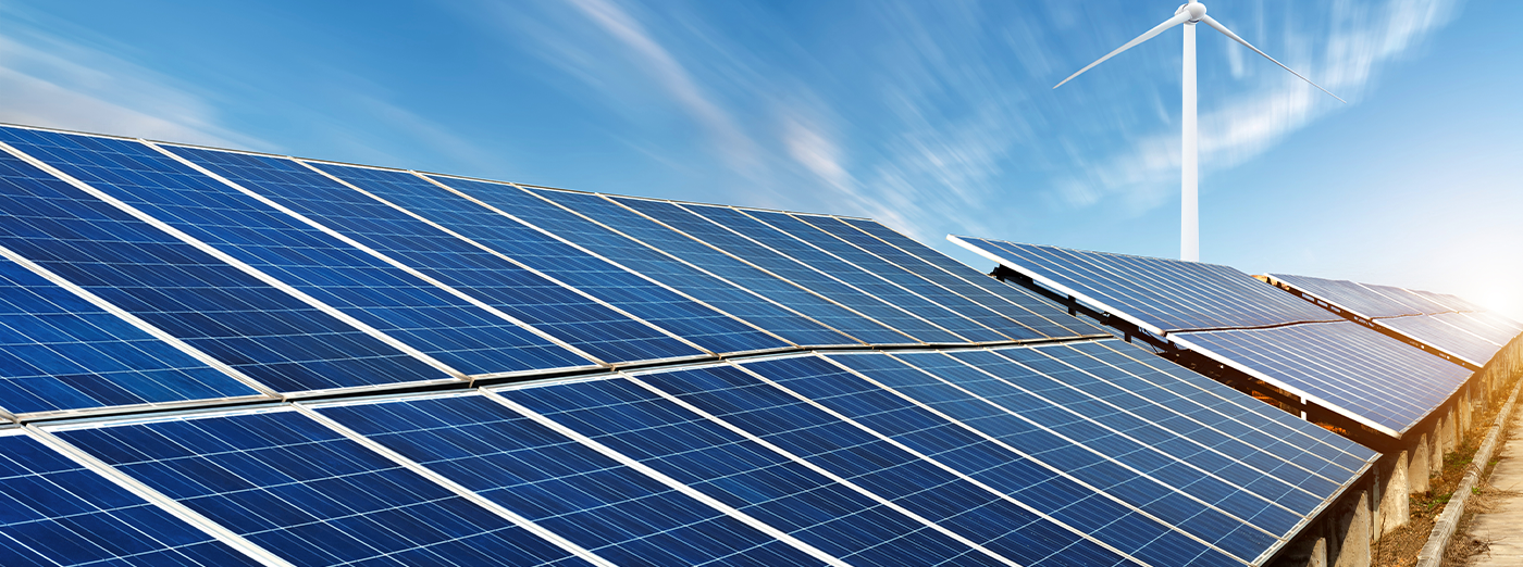 Solar panels facing towards the sky.