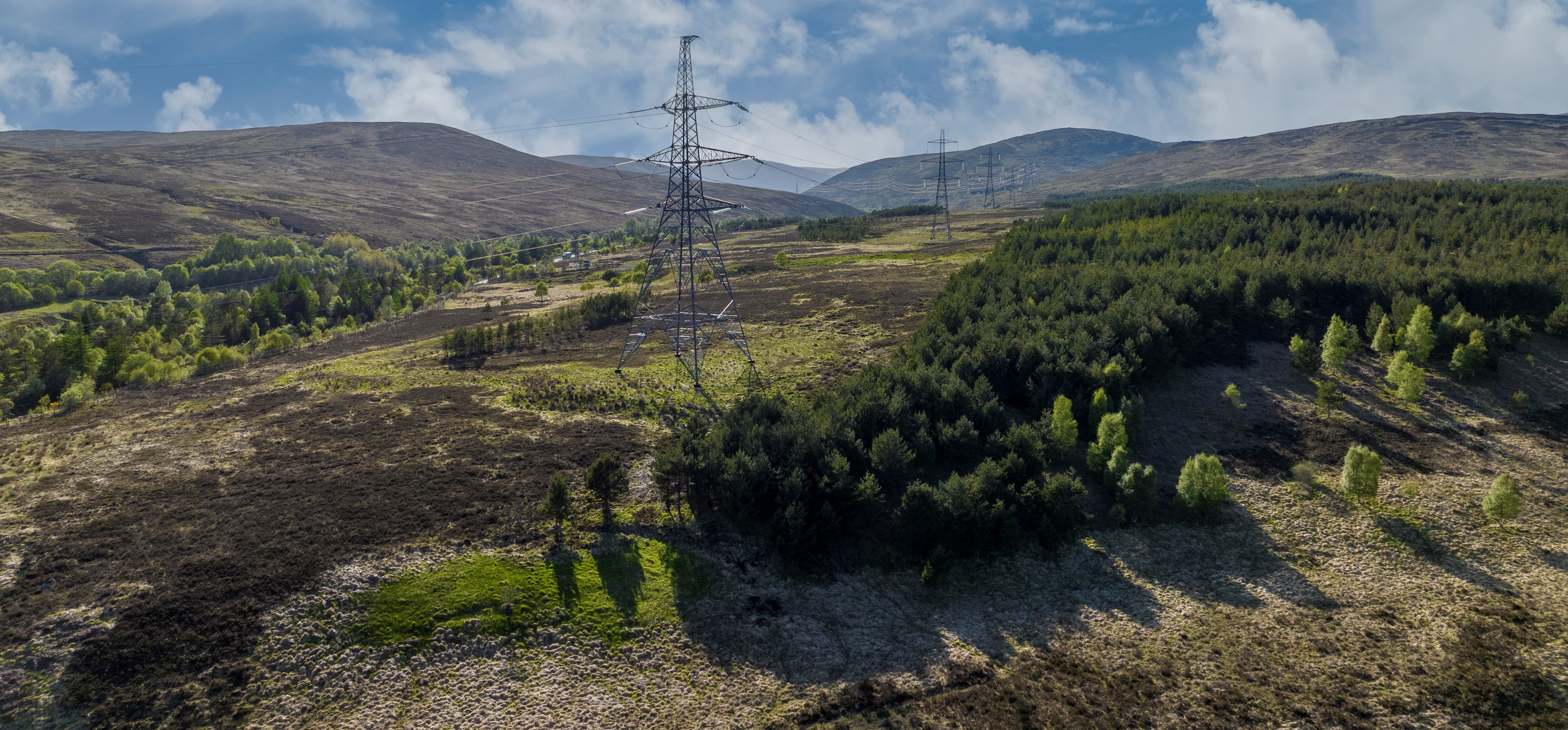 SSEN Pylon overlooking hills